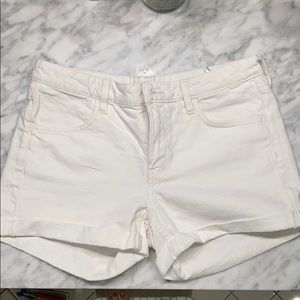 High Waisted White Denim Shorts